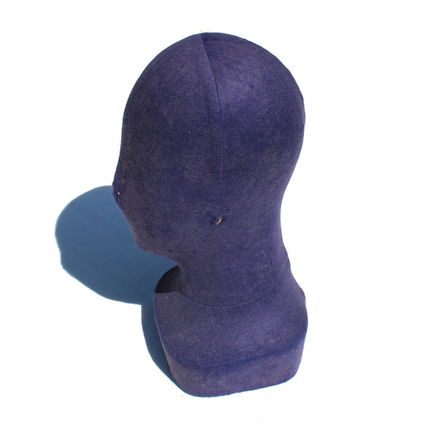 Ancienne marotte / présentoir / forme à chapeau / tête de modiste / feutrine coloris violet