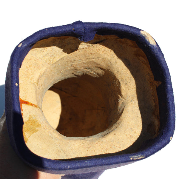 Ancienne marotte / présentoir / forme à chapeau / tête de modiste / feutrine coloris violet