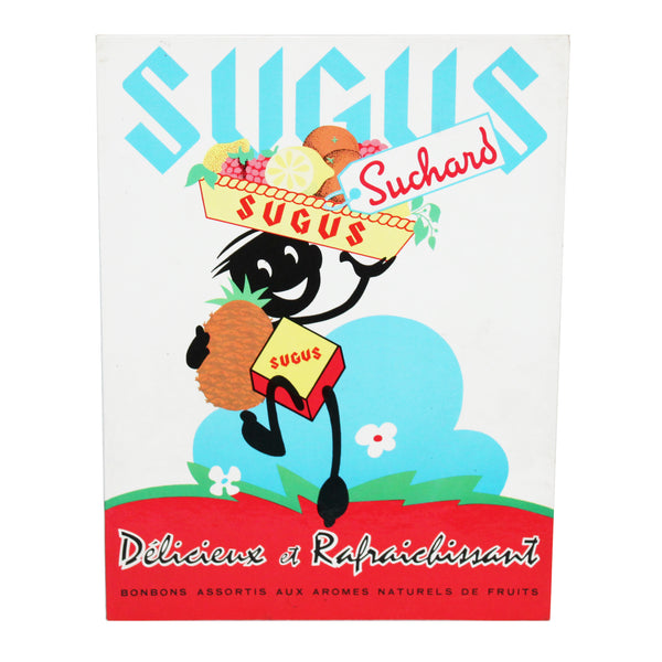 Carton publicitaire ancien Suchard – Bonbons Sugus – Délicieux et Rafraîchissant