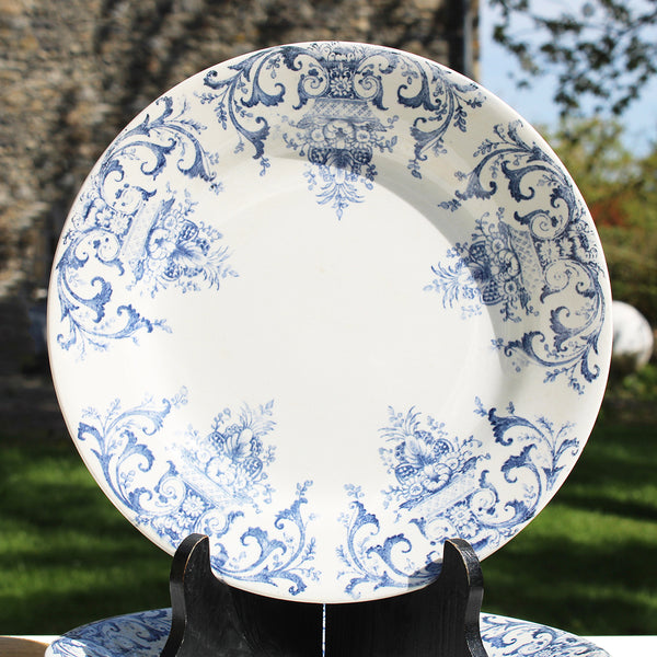 Set de 6 assiettes plates 23 cm en faïence / Creil et Montereau service Rouen