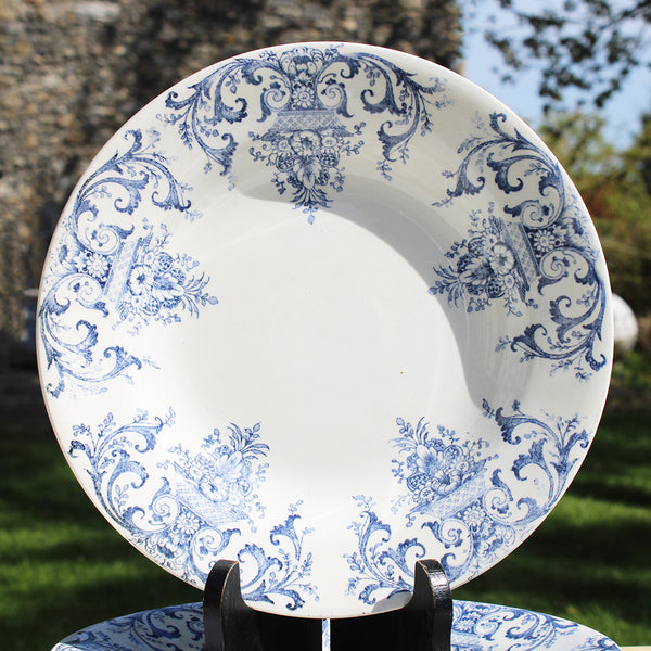 Set de 6 assiettes creuses 23 cm en faïence / Creil et Montereau service Rouen