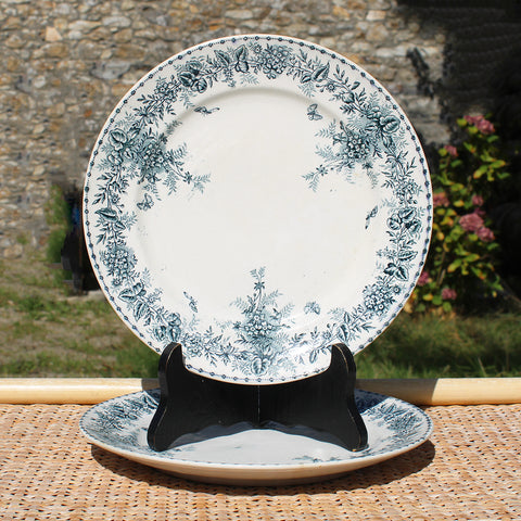 Paire d'assiettes plates 23 cm en faïence d'Onnaing modèle Stella