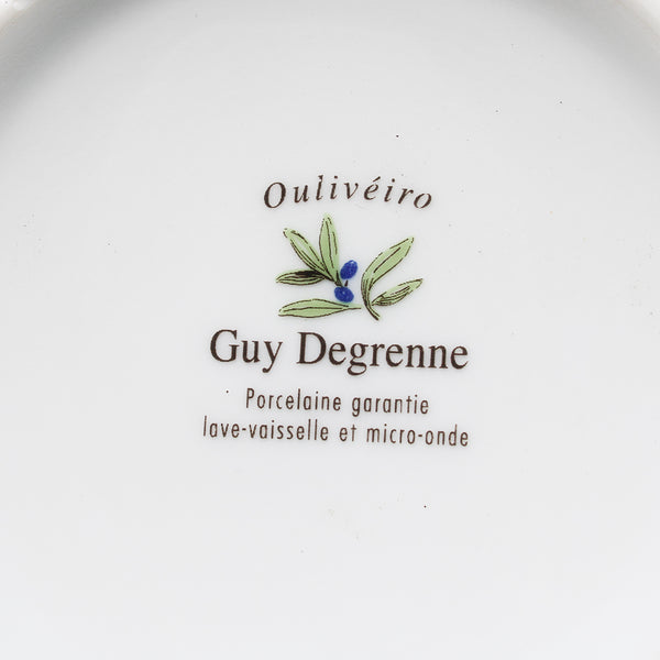 Grosse tasse à dejeuner + soucoupe vintage en porcelaine par guy Degrenne modèle Oulivéiro