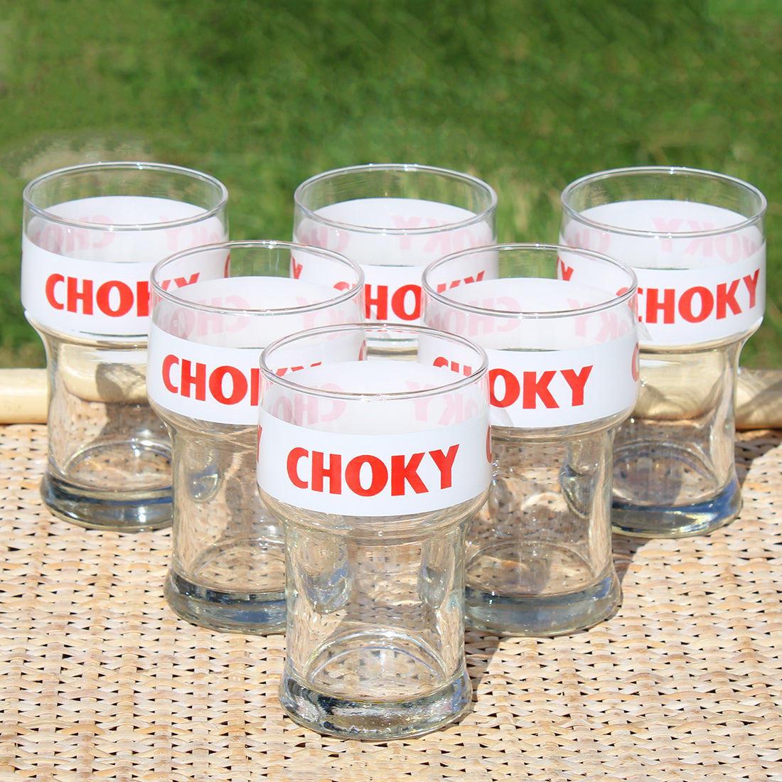 Ensemble de 6 verres publicitaires de bistrot Choky