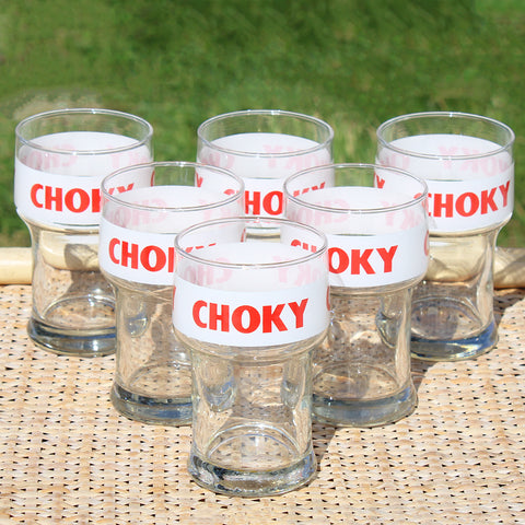 Ensemble de 6 verres publicitaires de bistrot Choky