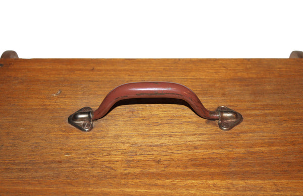 Layette de dentiste transportable ancienne en bois – Meuble de métier – Rideau coulissant