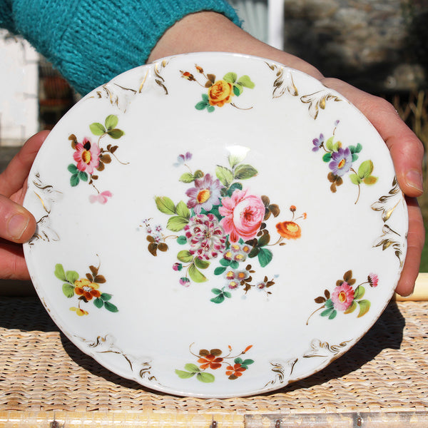 Ancien compotier bas 22 cm en porcelaine Vieux Paris  / Louis André & Cie