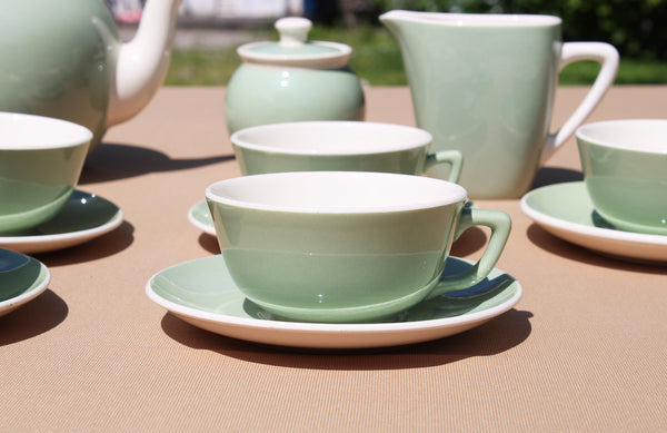 Ancien service à thé complet 6 tasses Villeroy & Boch modèle vert céladon