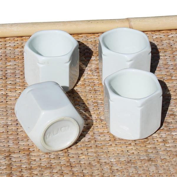 Ensemble de 4 anciens pots à yaourt Yalacta en porcelaine / pour yaourtière