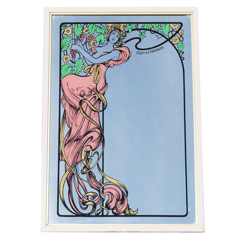 Miroir publicitaire sérigraphié 33 cm x 48 cm / Moët & Chandon style Mucha