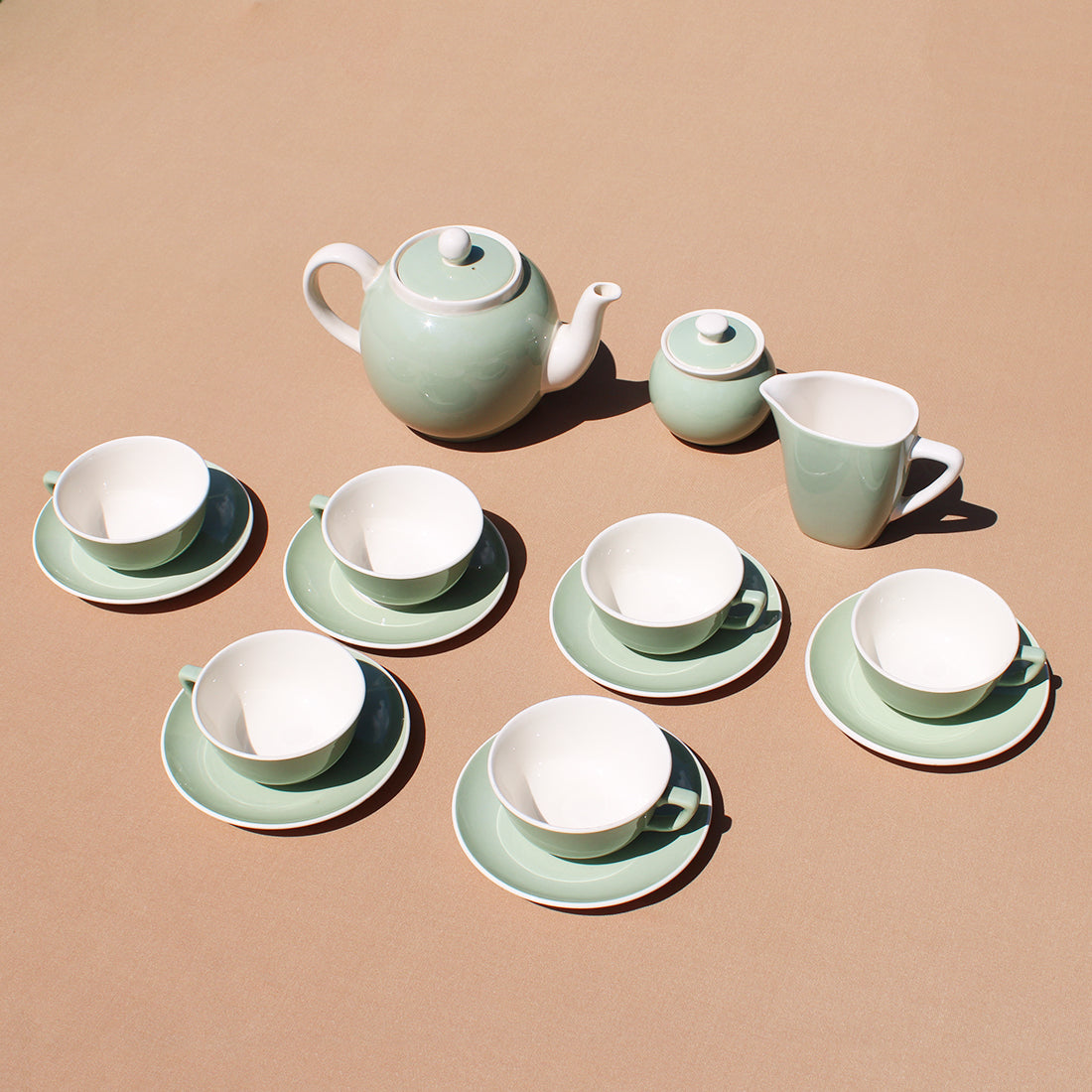 Ancien service à thé complet 6 tasses Villeroy & Boch modèle vert céladon