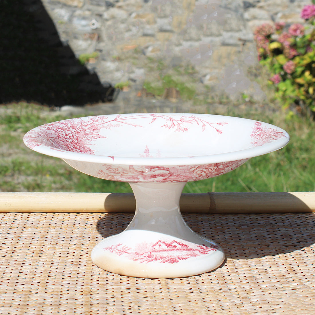 Ancien compotier en faïence de Pexonne modèle Champêtre