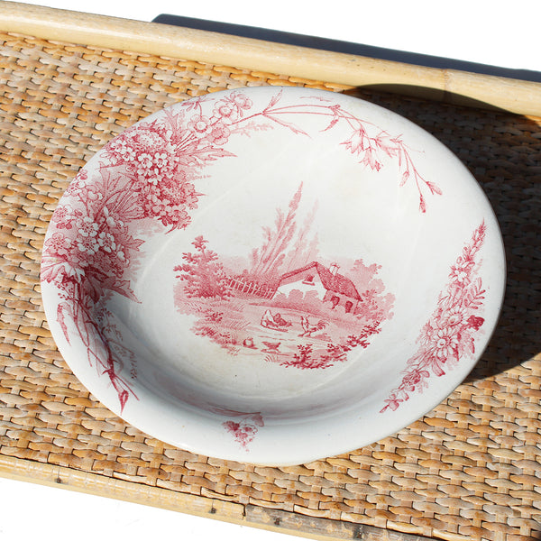 Ancien compotier en faïence de Pexonne modèle Champêtre