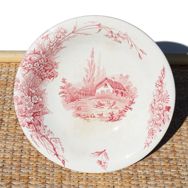 Ancien compotier en faïence de Pexonne modèle Champêtre