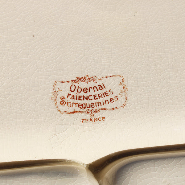 Ancien petit plat à compartiments en faïence de Sarreguemines modèle Obernai Henri Loux