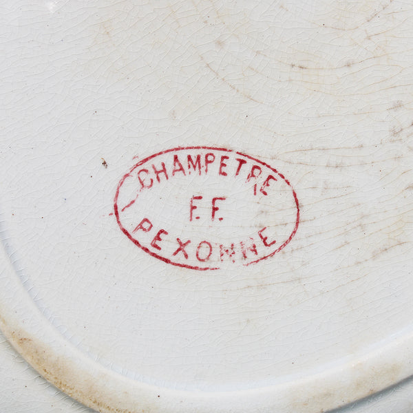 Ancien plat ovale 38 cm en faïence de Pexonne modèle Champêtre