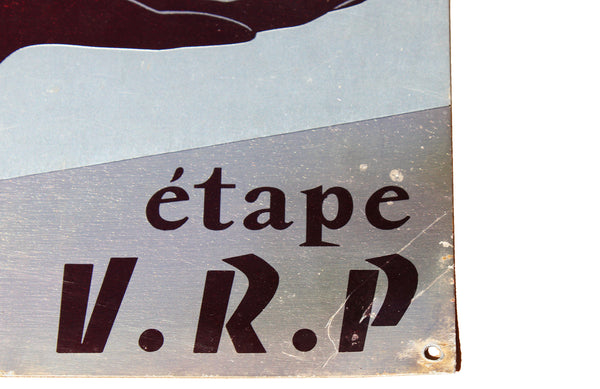 Plaque en tôle d'aluminium d'hôtel / Guide National du Voyageur / Étape VRP / Chambre Syndicale Nationale de la Représentation Commerciale