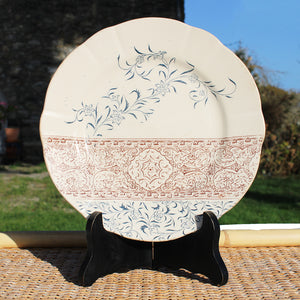 Ancienne assiette plate 22 cm en faïence de Longchamp modèle Cordoue