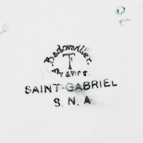 Ensemble de 4 assiettes plates anciennes 21 cm en faïence de Badonviller modèle Saint-Gabriel