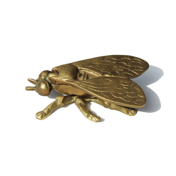 Petit cendrier mouche individuel 9.7 cm vintage en métal doré