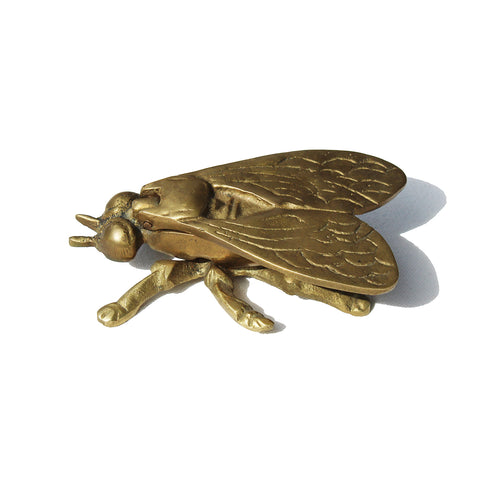 Petit cendrier mouche individuel 9.7 cm vintage en métal doré