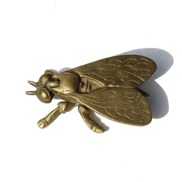 Petit cendrier mouche individuel 9.7 cm vintage en métal doré