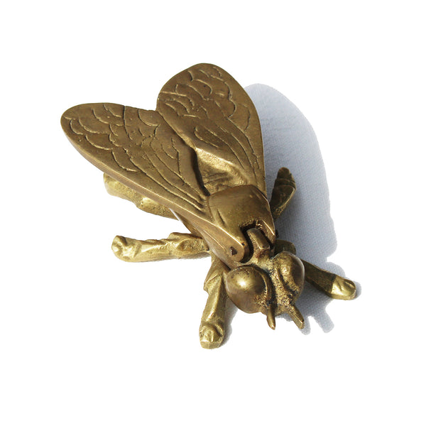 Petit cendrier mouche individuel 9.7 cm vintage en métal doré