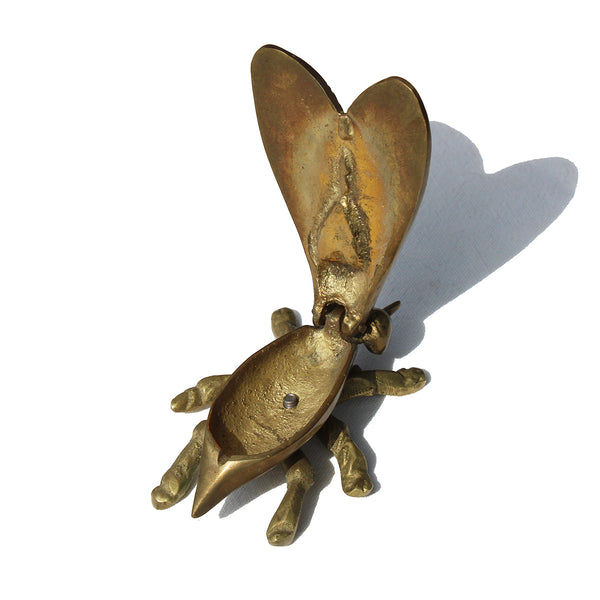 Petit cendrier mouche individuel 9.7 cm vintage en métal doré