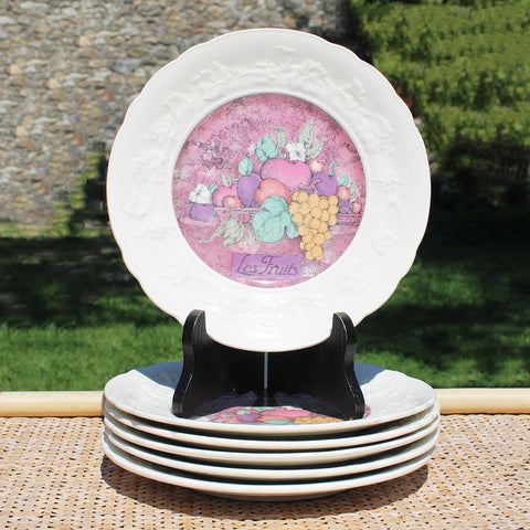 Ensemble de 6 assiettes à dessert en faïence de Gien modèle Les Délices