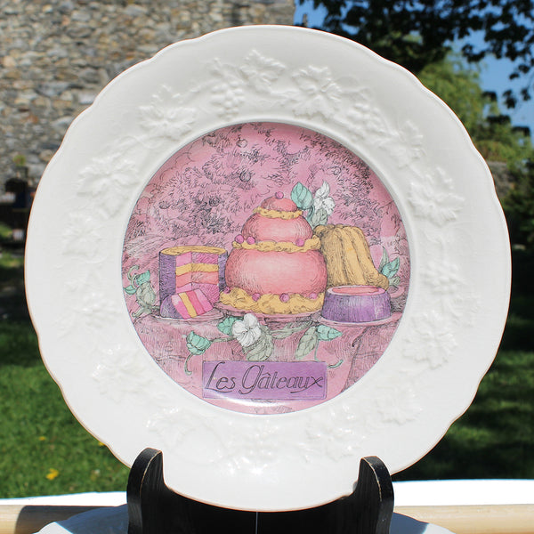 Ensemble de 6 assiettes à dessert en faïence de Gien modèle Les Délices