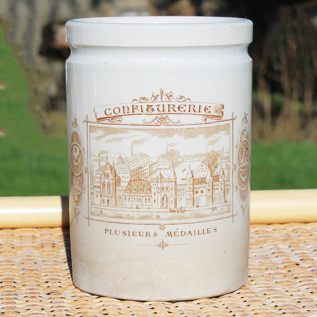 Ancien pot à confiture publicitaire Confiturerie ( no Félix Potin Julien Damoy )