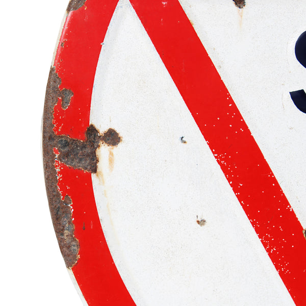 Ancien panneau de signalisation en tôle émaillée / STOP / 1961 / Plaque 60 cm