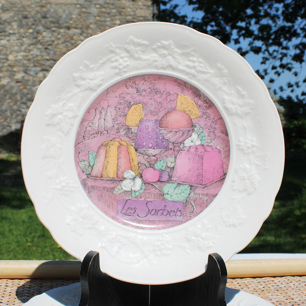 Ensemble de 6 assiettes à dessert en faïence de Gien modèle Les Délices