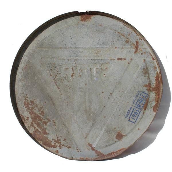 Ancien panneau de signalisation en tôle émaillée / STOP / 1961 / Plaque 60 cm