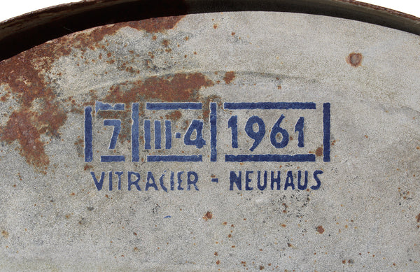 Ancien panneau de signalisation en tôle émaillée / STOP / 1961 / Plaque 60 cm