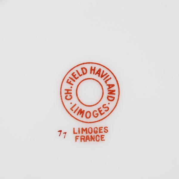 Lot de 5 assiettes creuses CH. Field Haviland Limoges décor floral bleu