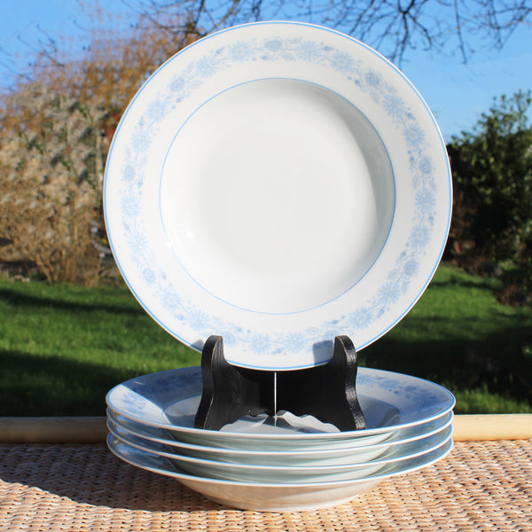 Lot de 5 assiettes creuses CH. Field Haviland Limoges décor floral bleu