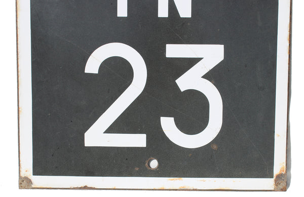 Ancienne plaque émaillée / Panneau de signalisation de passage à niveau SNCF / PN 23