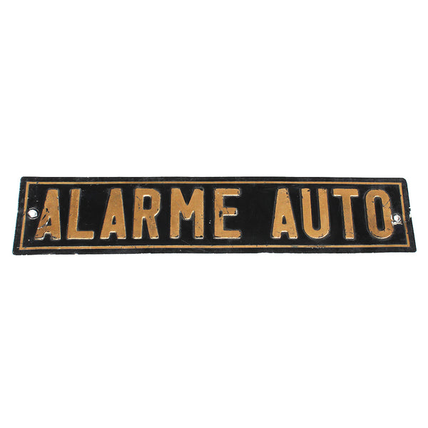 Plaque en tôle d'aluminium vintage / Alarme Auto