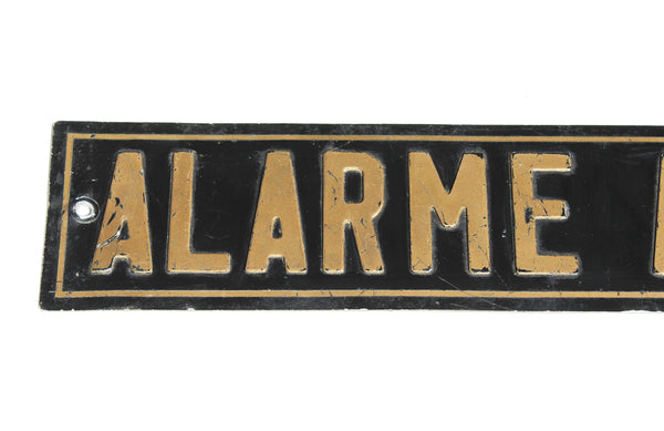 Plaque en tôle d'aluminium vintage / Alarme Auto