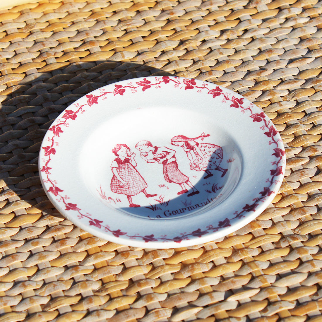 Assiette plate vintage en céramique Gien France -année 1970