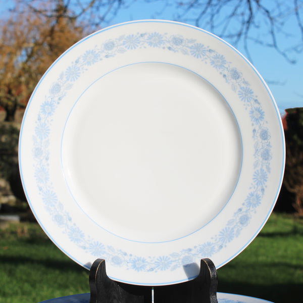 Lot de 4 assiettes plates CH. Field Haviland Limoges décor floral bleu