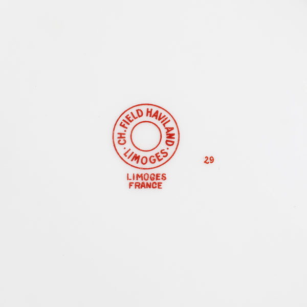 Lot de 4 assiettes plates CH. Field Haviland Limoges décor floral bleu