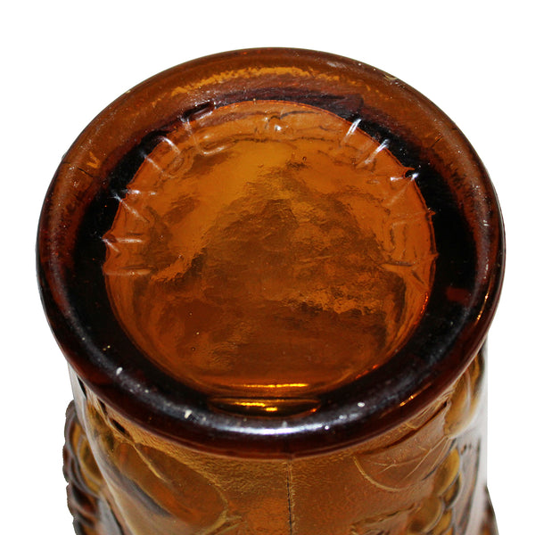 Vase italien 32 cm en verre d'Empoli vintage ambre à motif raisin