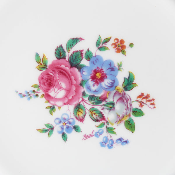 Lot de 3 assiettes plates anciennes Haviland Le Tanneur Limoges – Décor floral signé Paul