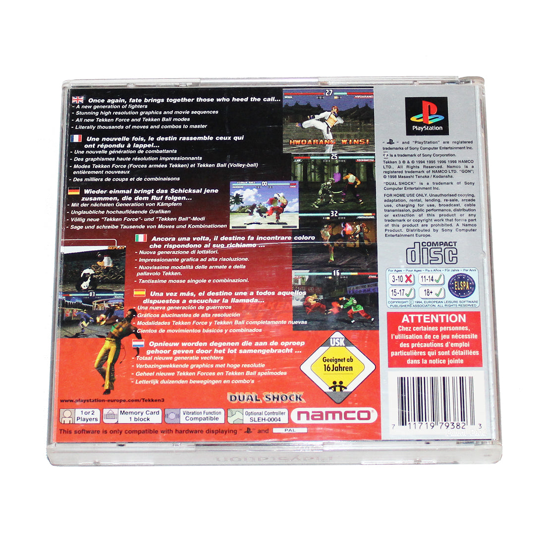 Jaquette Arrière PS1 - Tekken 3 Platinum - PlayStation 1