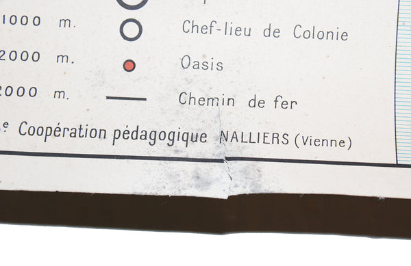 Carte scolaire vintage Coopération Pédagogique Nalliers l'Afrique Noire / no Vidal Lablache