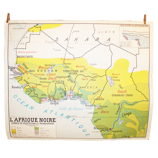 Carte scolaire vintage Coopération Pédagogique Nalliers l'Afrique Noire / no Vidal Lablache