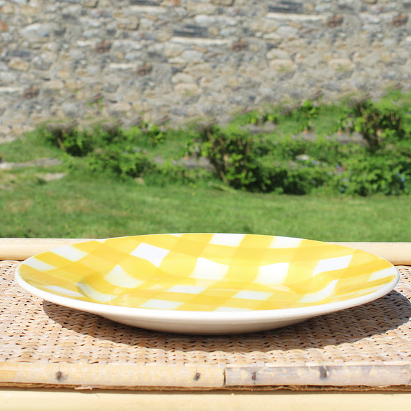 Ancien plat rond 27.5 cm en faïence de Digoin Sarreguemines modèle Écossais