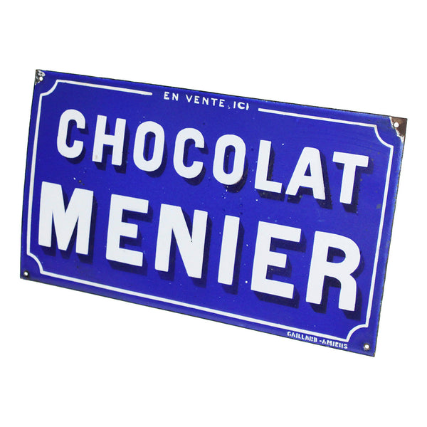 Ancienne plaque émaillée publicitaire Chocolat Menier / en vente ici / Gaillard Amiens